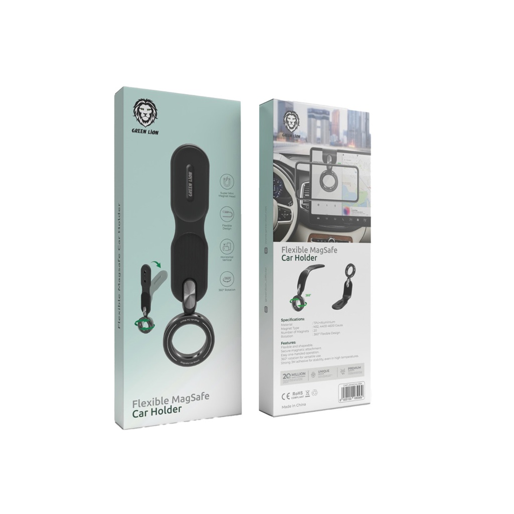 هولدر مگ‌سیف ماشین گرین لاین Green Lion Flexible MagSafe Car Holder مدل GNFLXMAGHLDBK